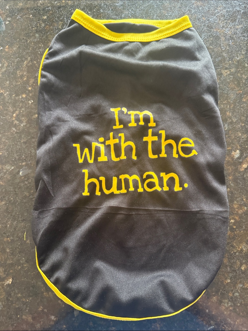 Amazon Black and Yellow Dog Shirt "I'm with the Human."